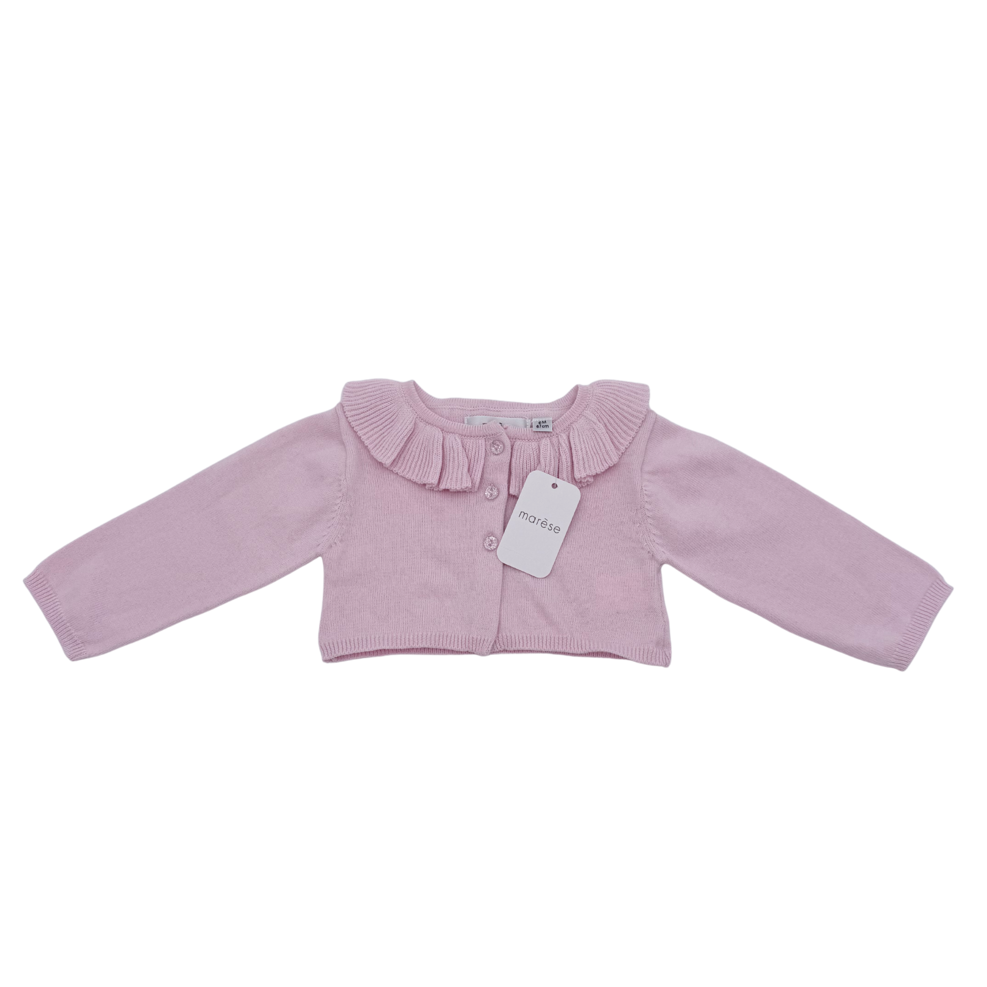 Boléro rose poudré à col volanté — 6 mois