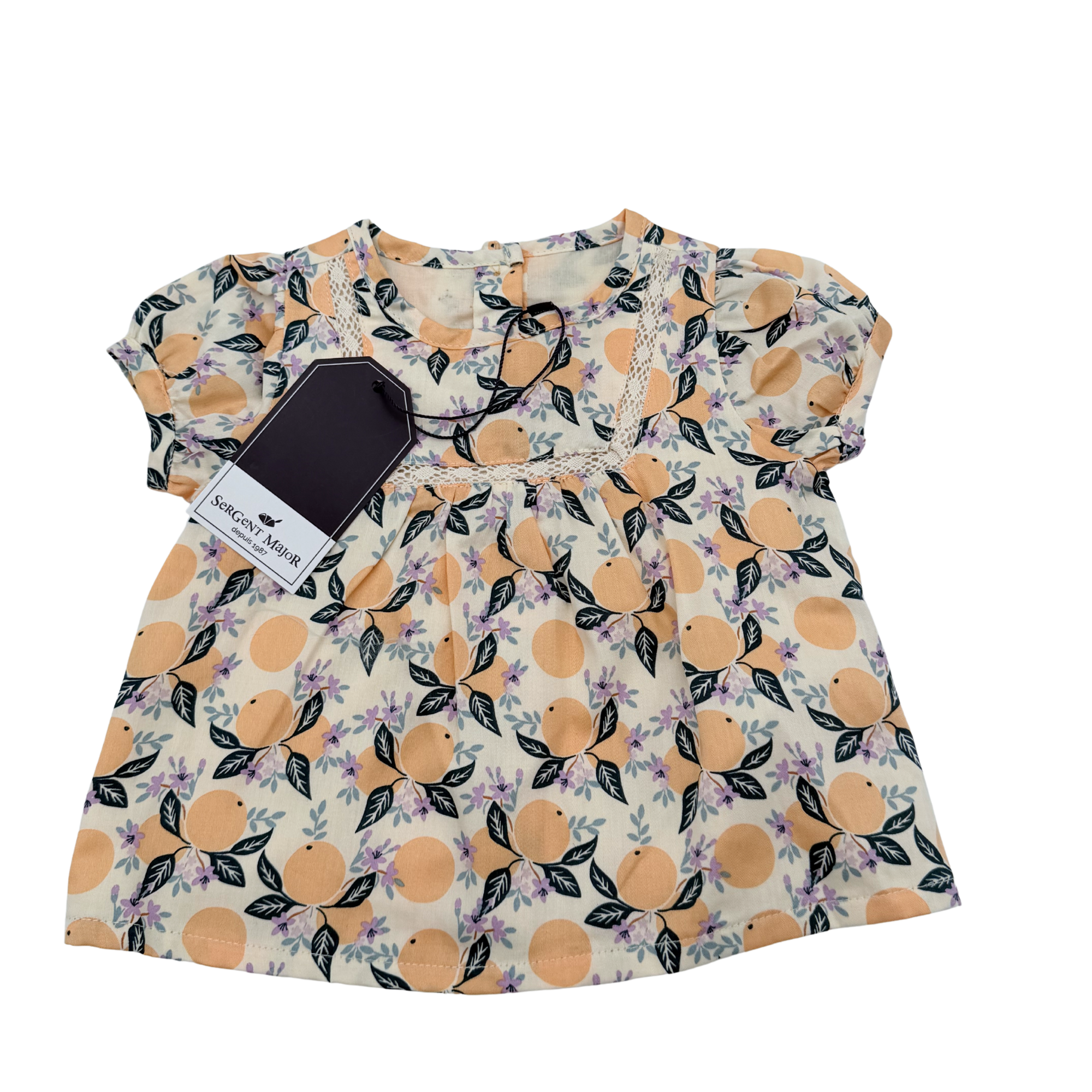 Robe écrue imprimée citrons — 3 mois