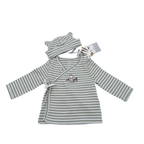 Ensemble naissance cache-cœur rayé & bonnet assorti — 3 mois