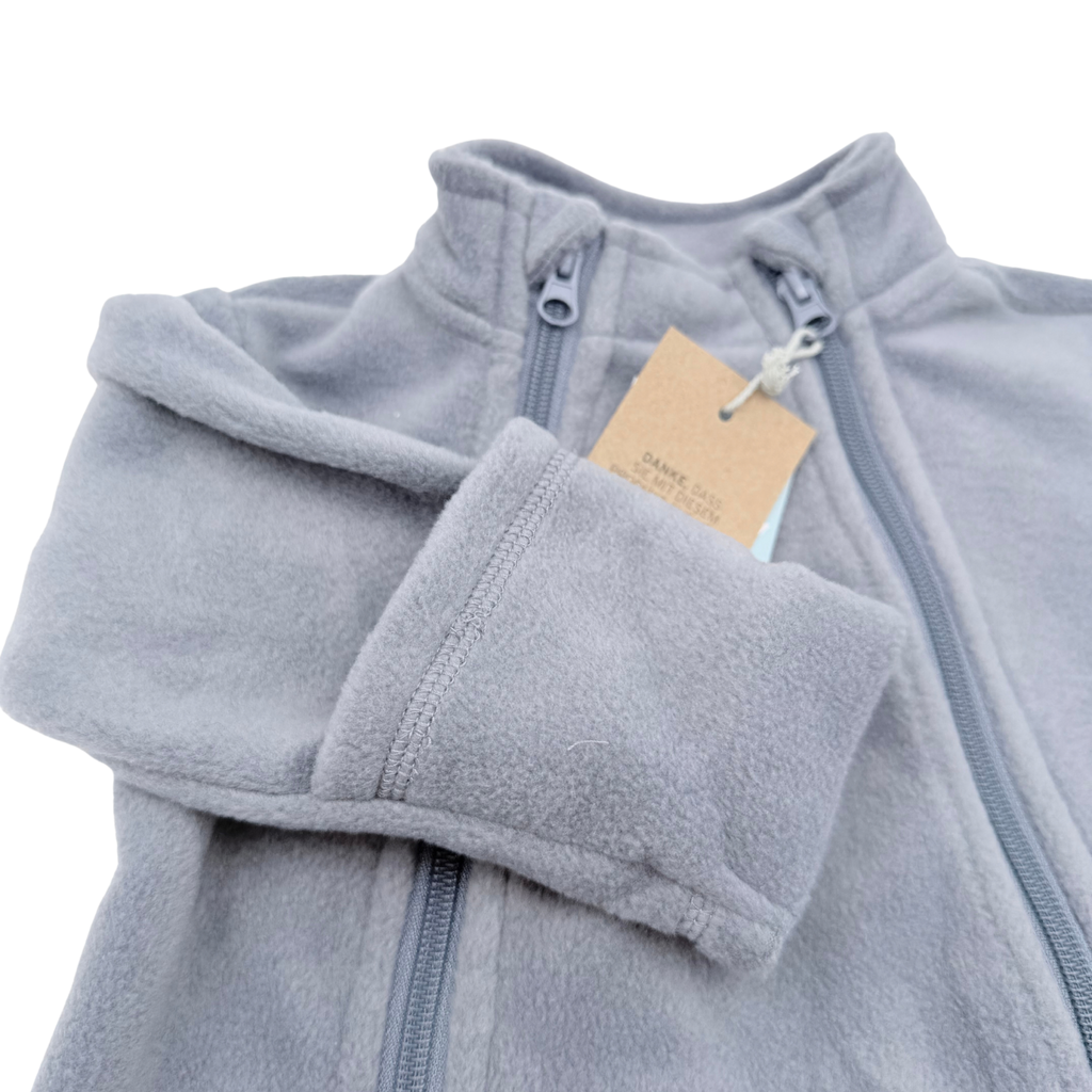 Combinaison bébé gris bleuté en polaire à double zip - 2-6 mois