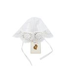 Chapeau bébé blanc brodé à nouer — 3-6 mois