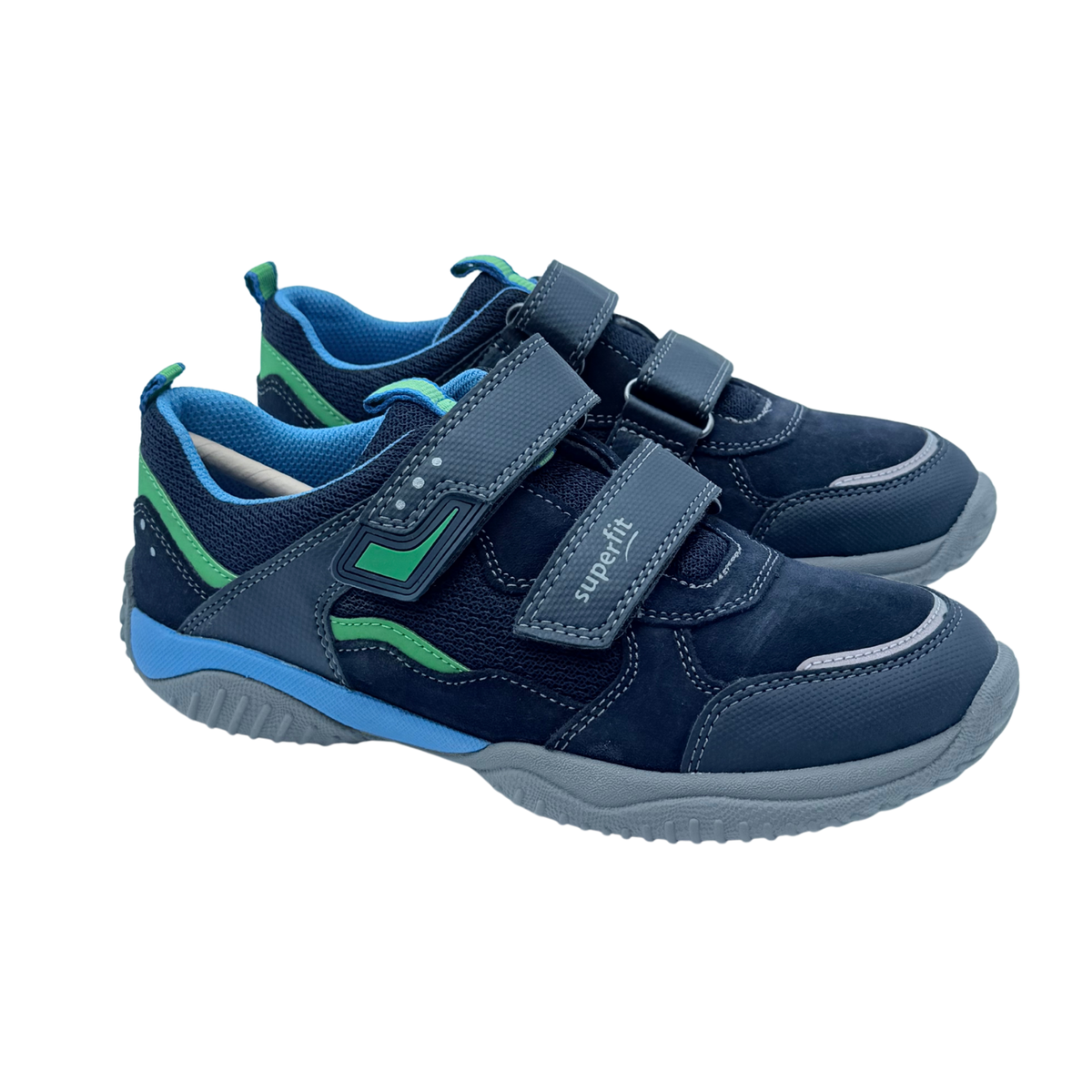 Baskets enfant bleu marine à scratchs détails verts - 25