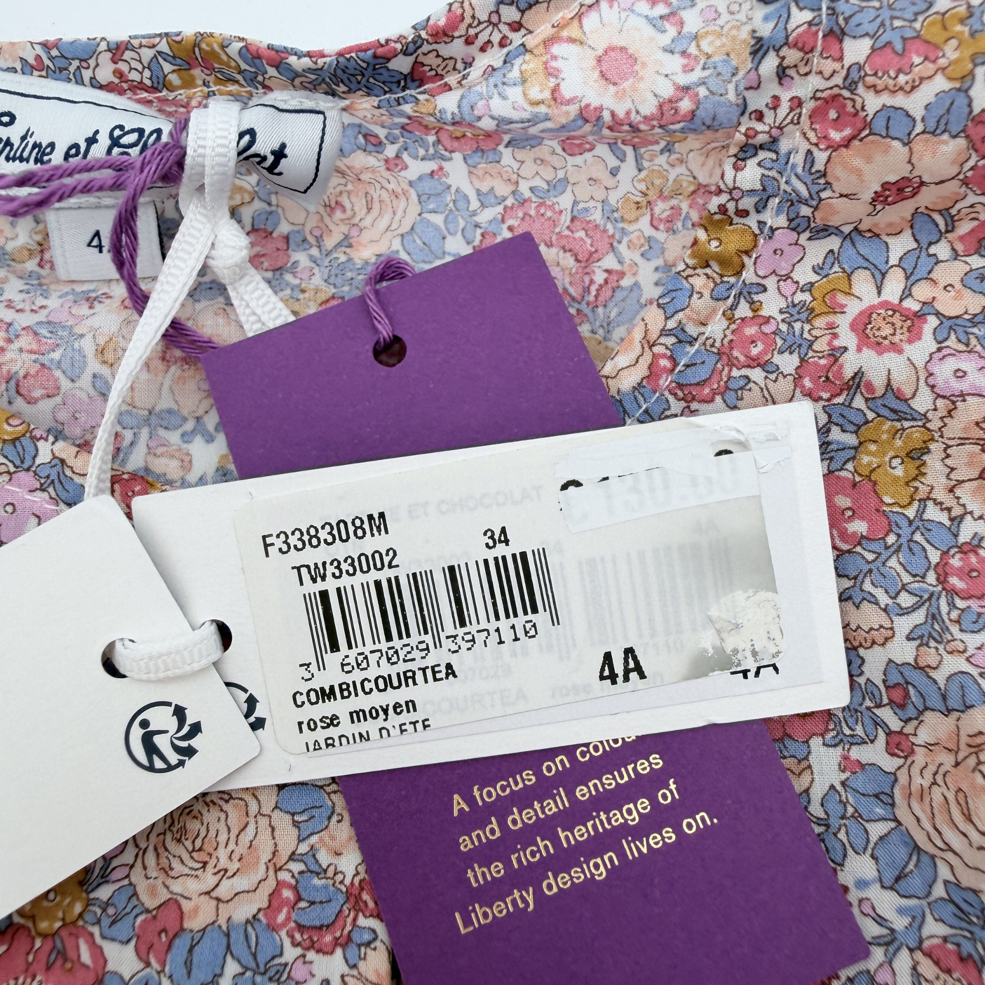 Combishort liberty multicolore — 4 ans