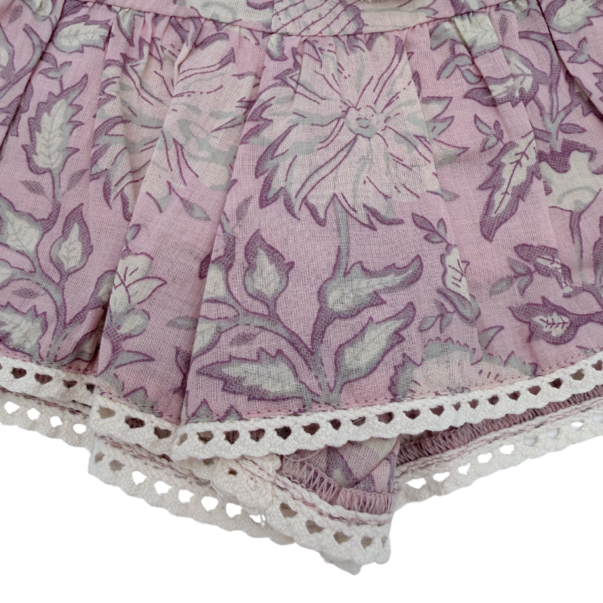 Short fleuri rose à pompons — 6 mois
