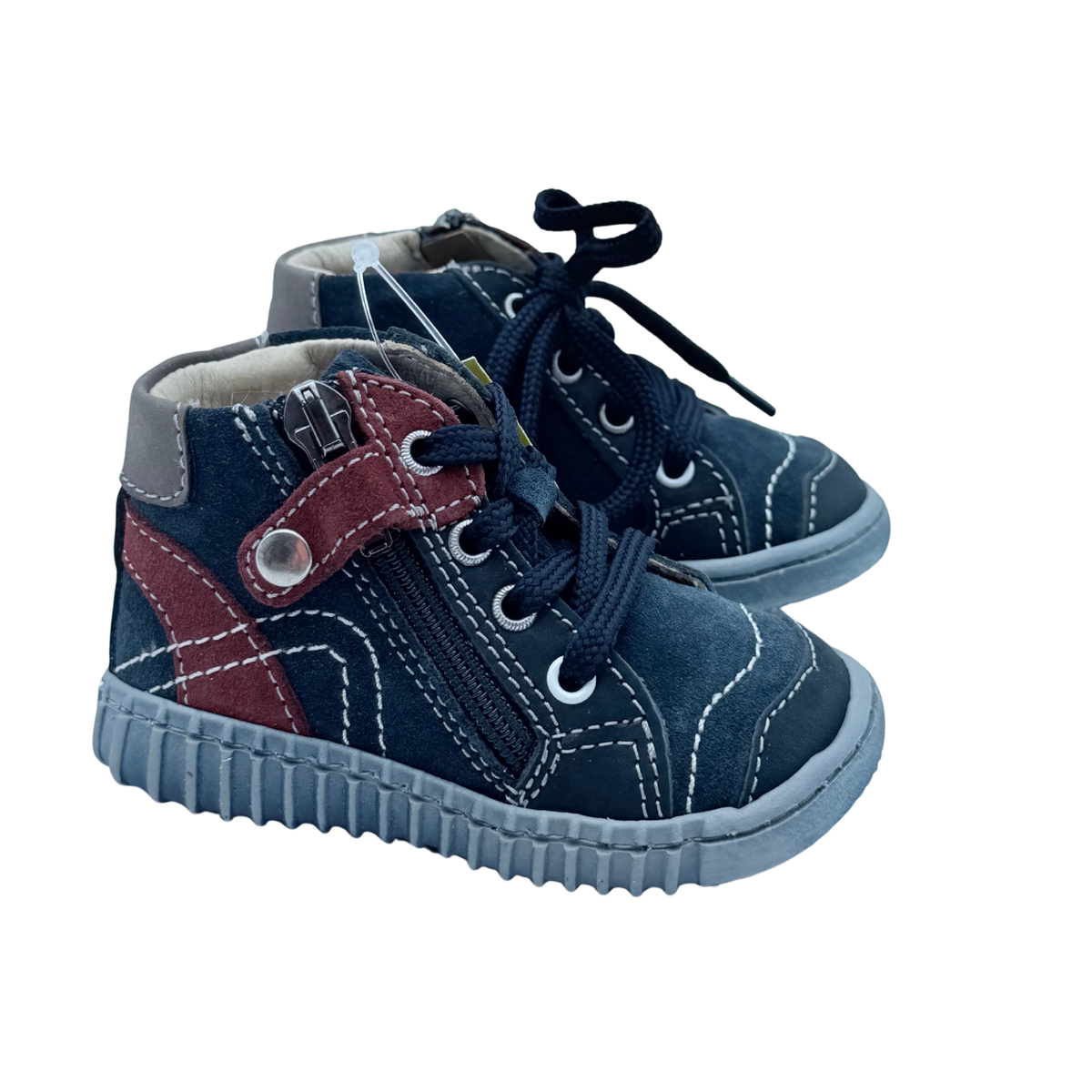 Baskets montantes bleu marine et bordeaux à lacets - 18
