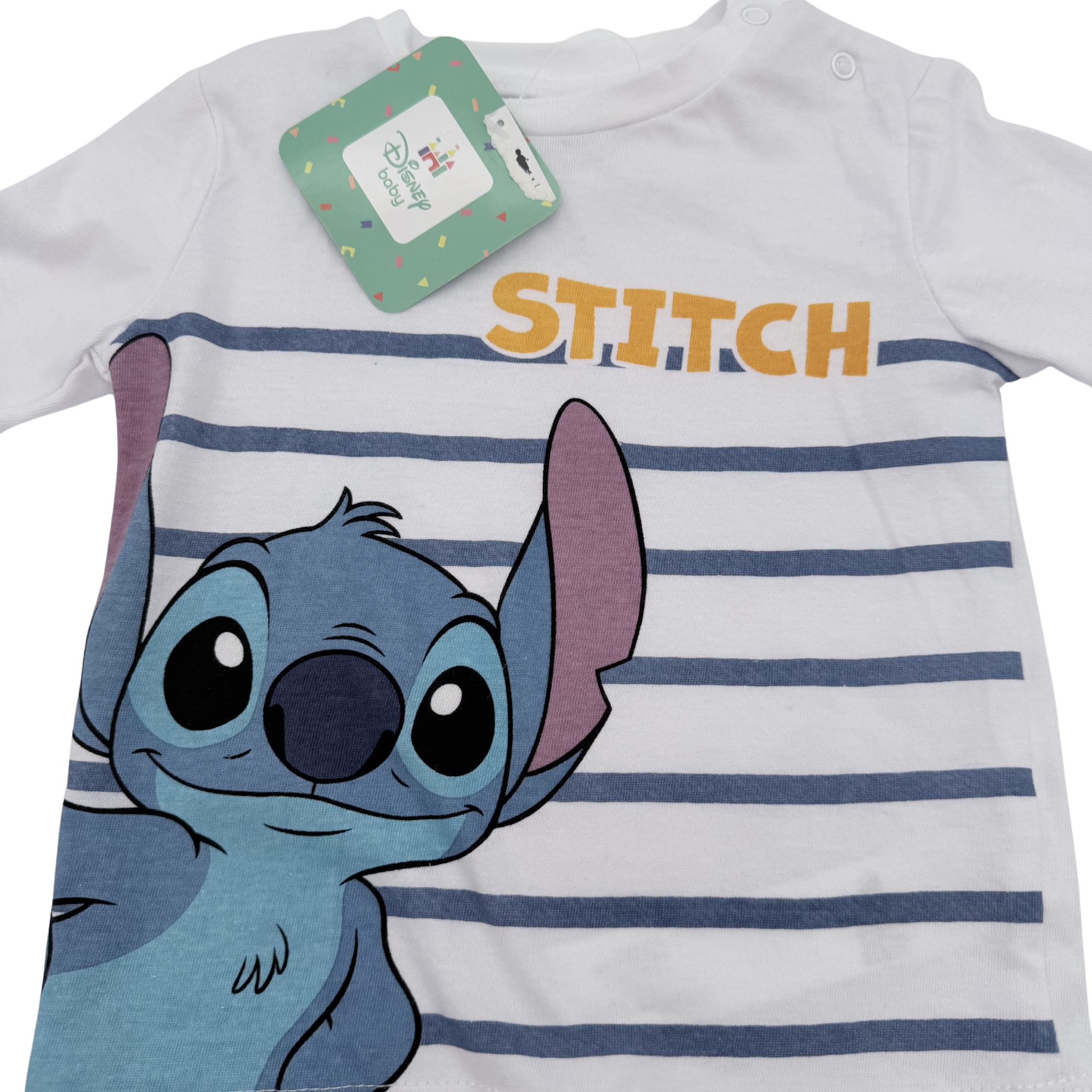 T-shirt manches longues blanc Stitch — 12 mois