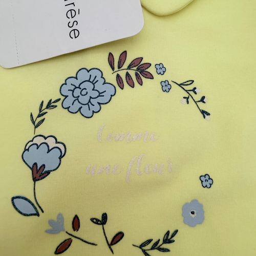 Body jaune col polo fleuri — 6 mois