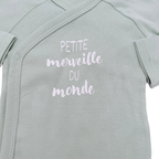 Lot de 3 bodies cache-cœur blanc et vert sauge - 9 mois