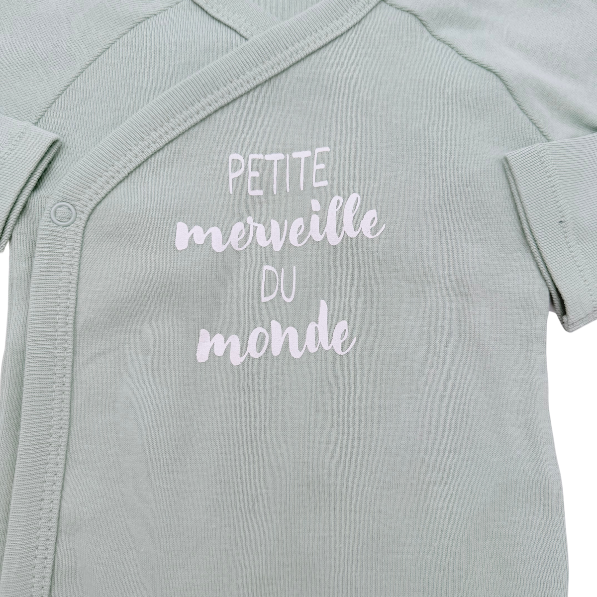 Lot de 3 bodies cache-cœur blanc et vert sauge - 9 mois