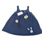 Ensemble robe gaze de coton et bloomer bleu - 6 mois