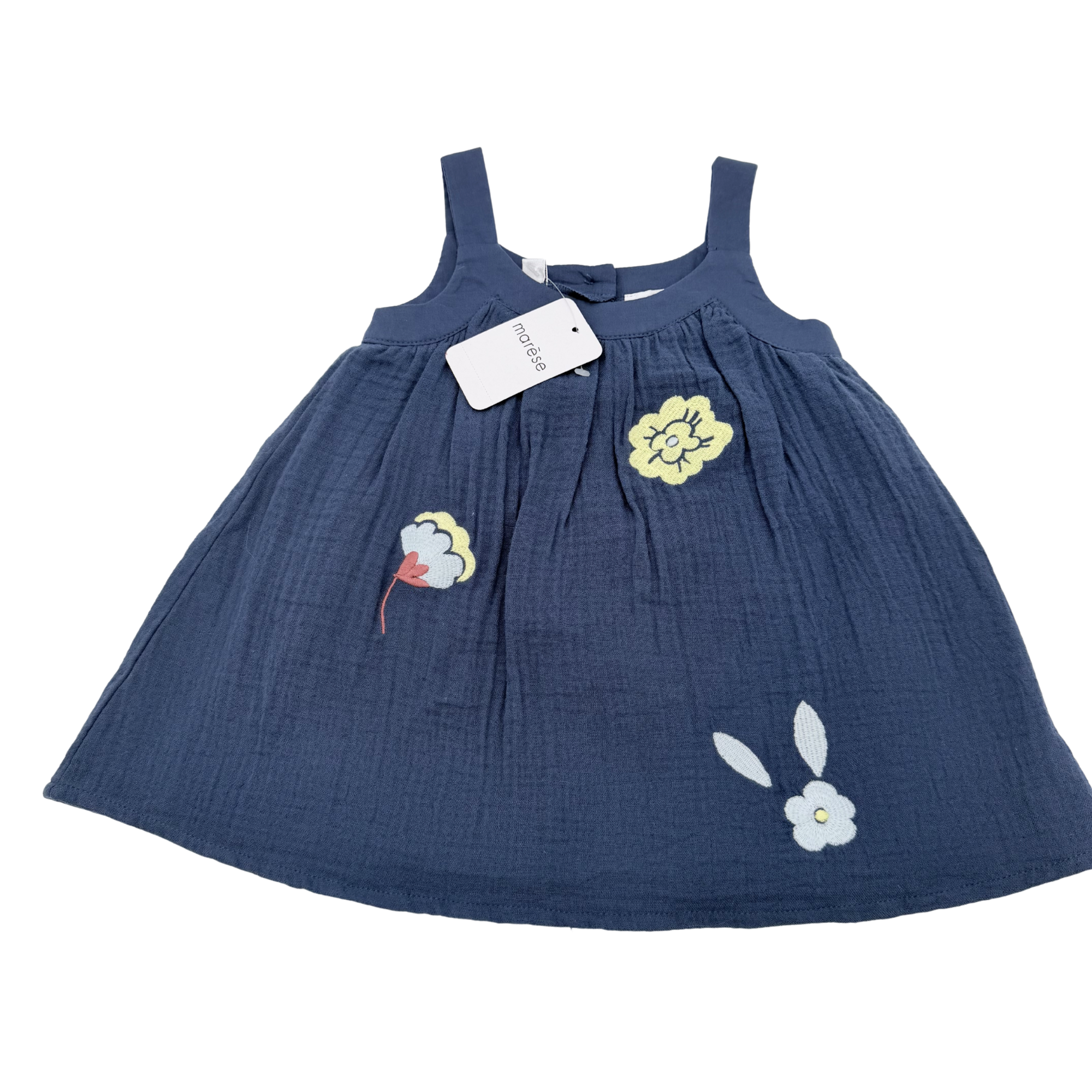Ensemble robe gaze de coton et bloomer bleu - 6 mois