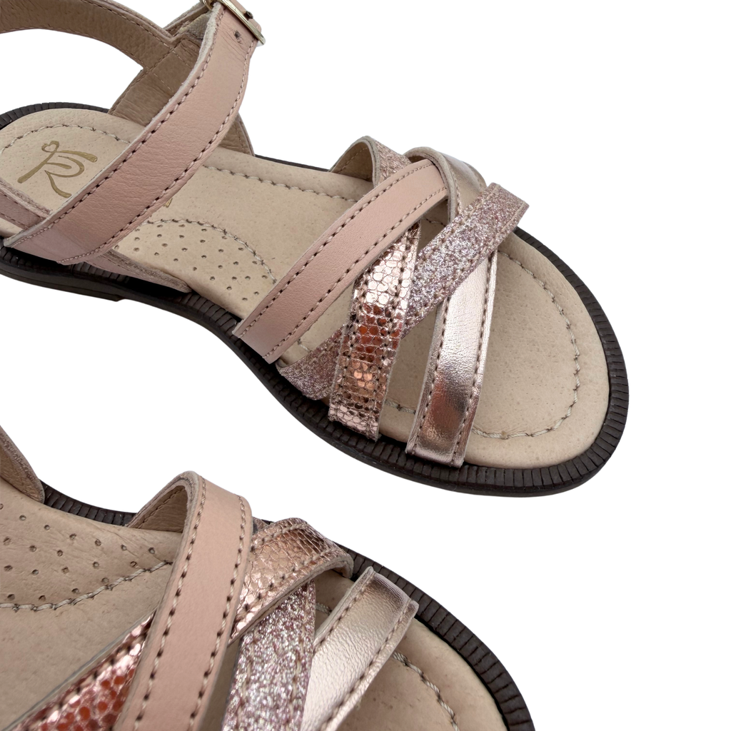 Sandales rose poudré et rose doré — 27