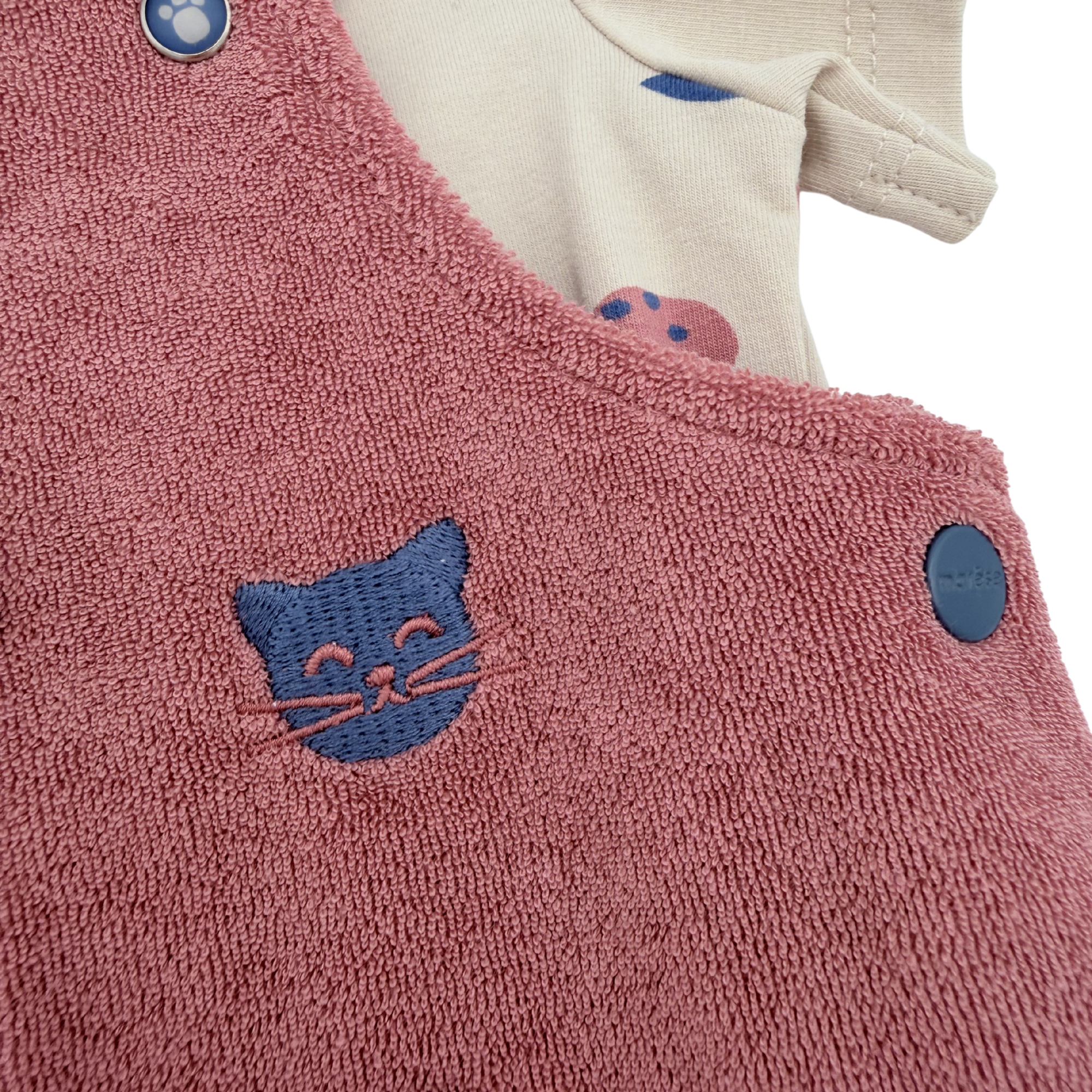 Ensemble salopette éponge terracotta et t-shirt imprimé — 6 mois