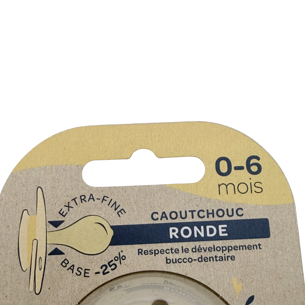 Lot de 2 sucettes caoutchouc ronde — 0-6 mois