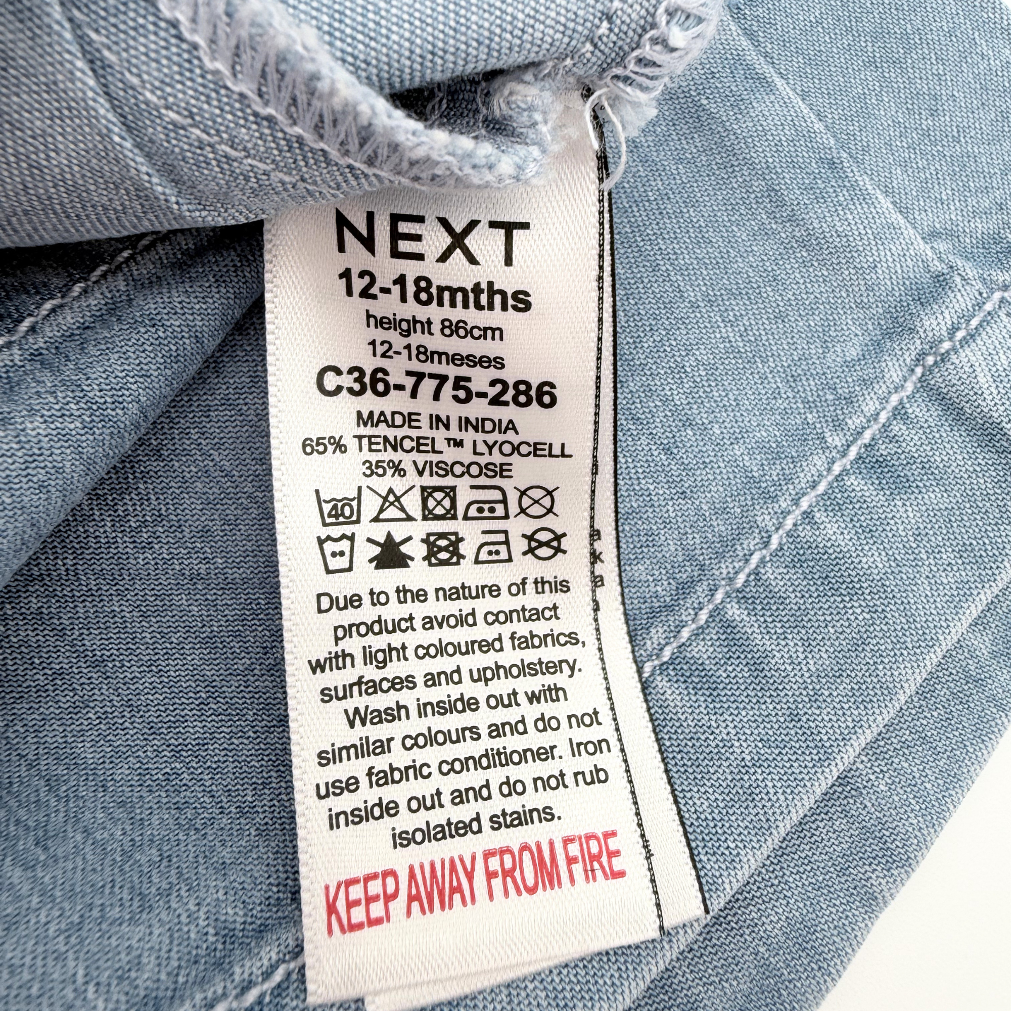 Short en jean léger — 12-18 mois