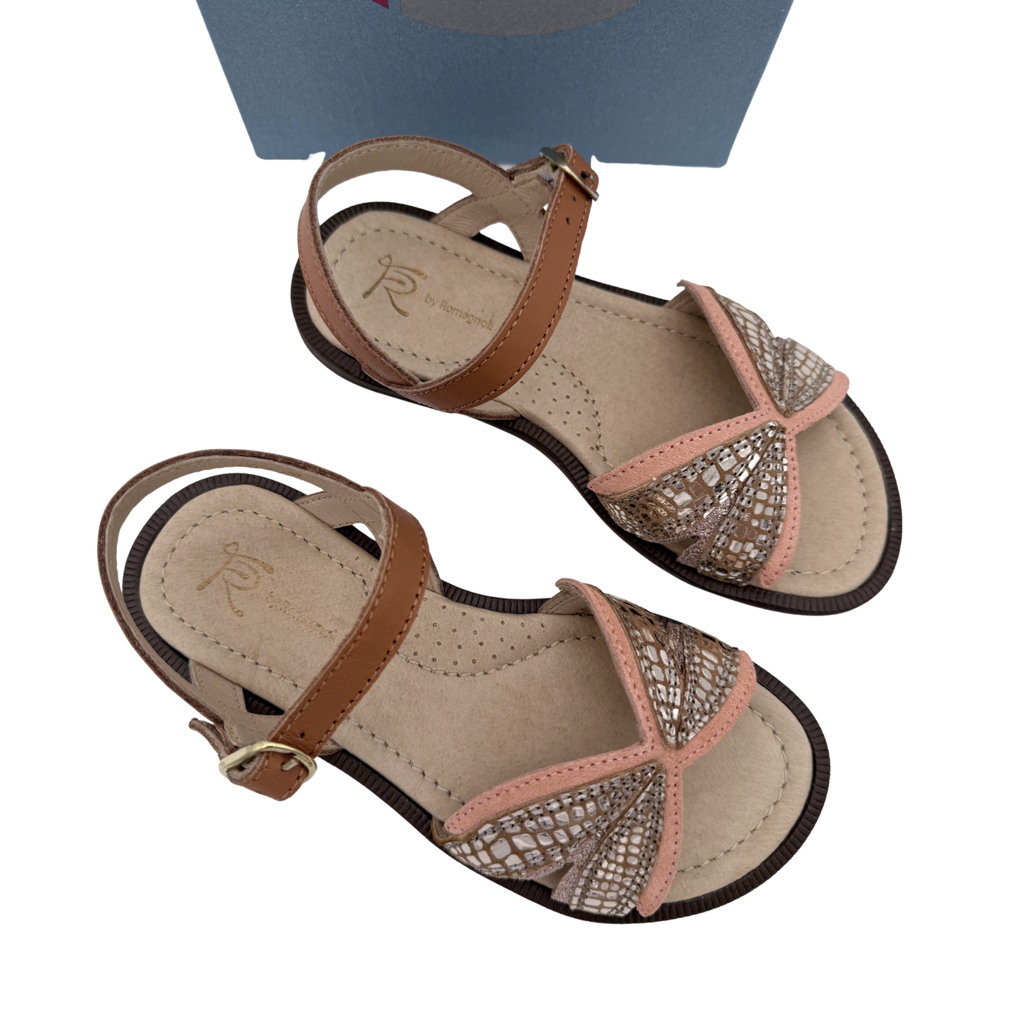Sandales camel et dorées à feuilles — 29