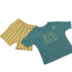 Ensemble bébé vert et short rayé jaune — 12-18 mois