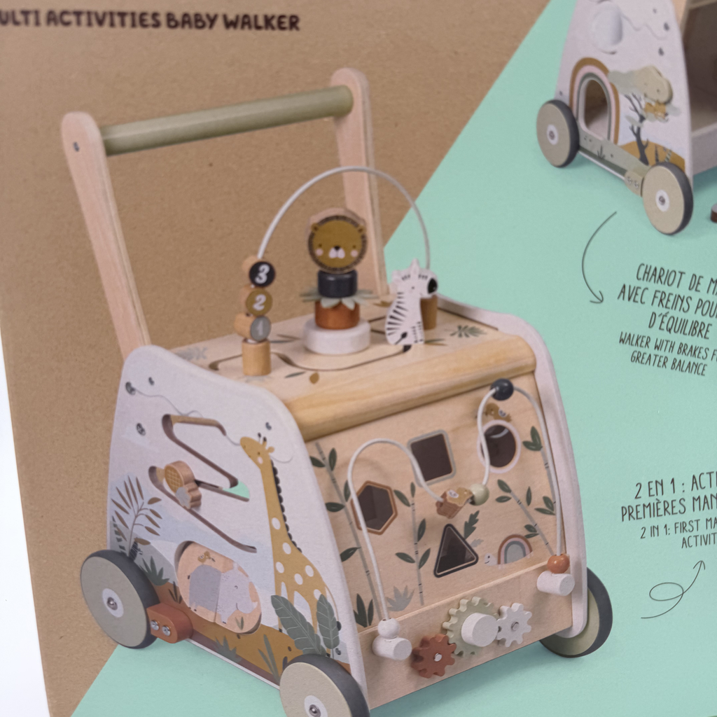 Chariot de marche multi-activités Tanzanie en bois