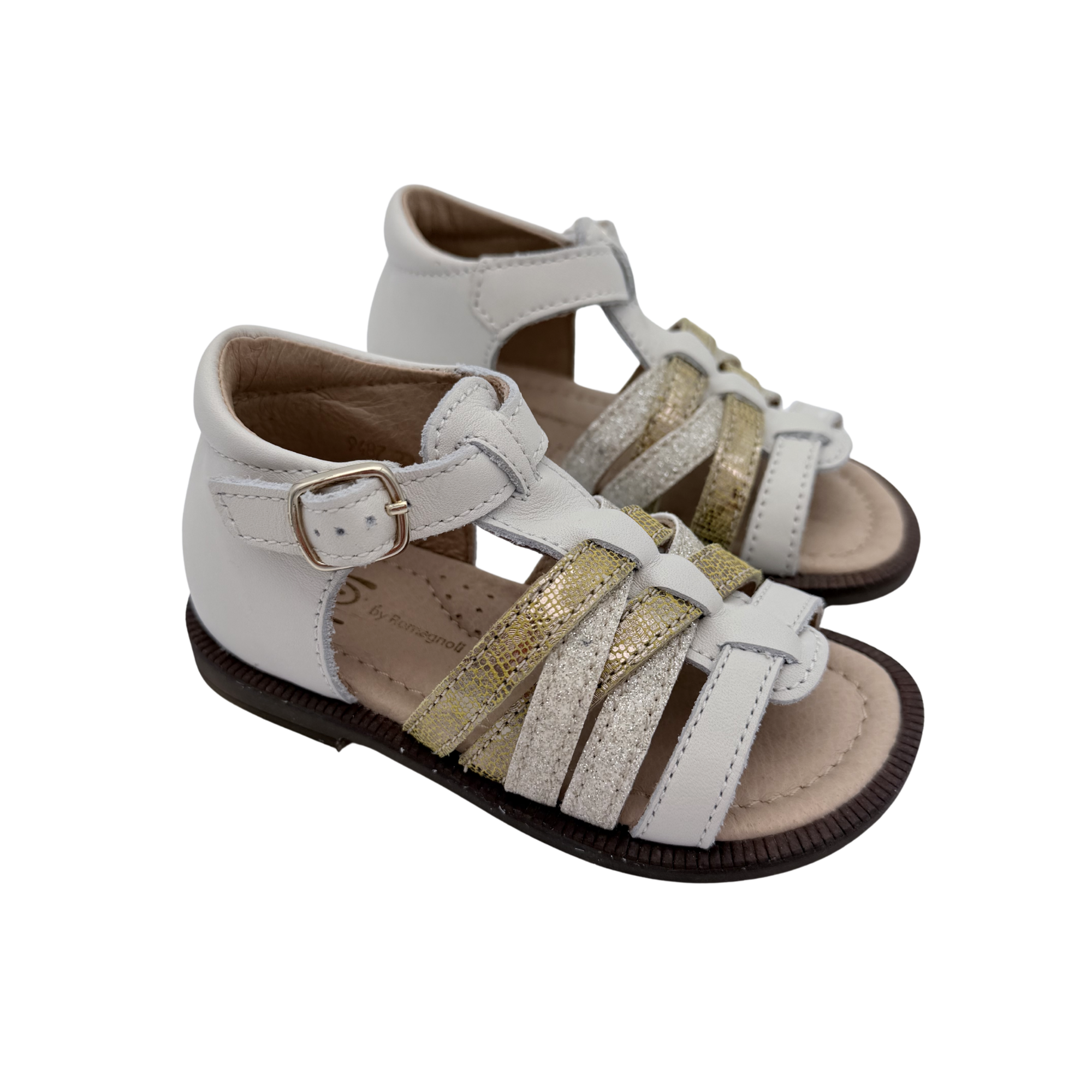 Sandales blanches et dorées à brides — 22