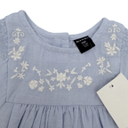 Robe bébé brodée bleu ciel — 9 mois