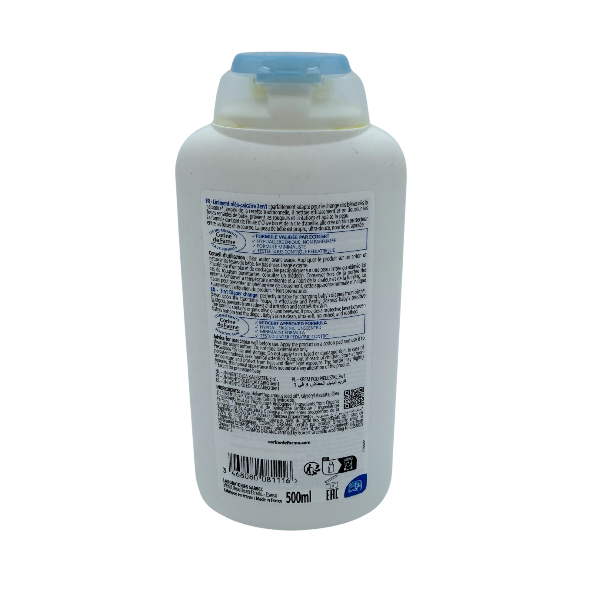 Liniment oléo-calcaire bio 3 en 1 — 500 ml
