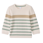 Pull bébé rayé écru et vert en tricot - 6 mois