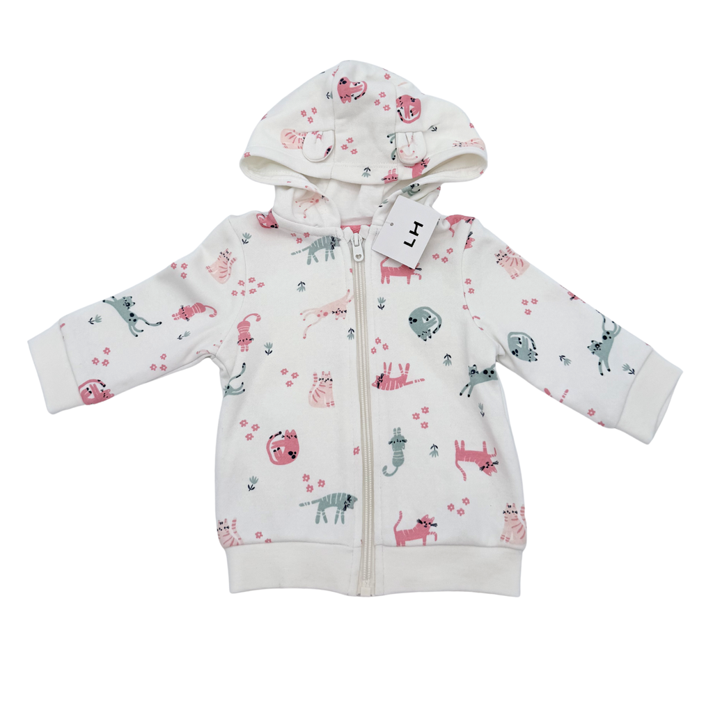 Gilet bébé à capuche motif chats — 6 mois
