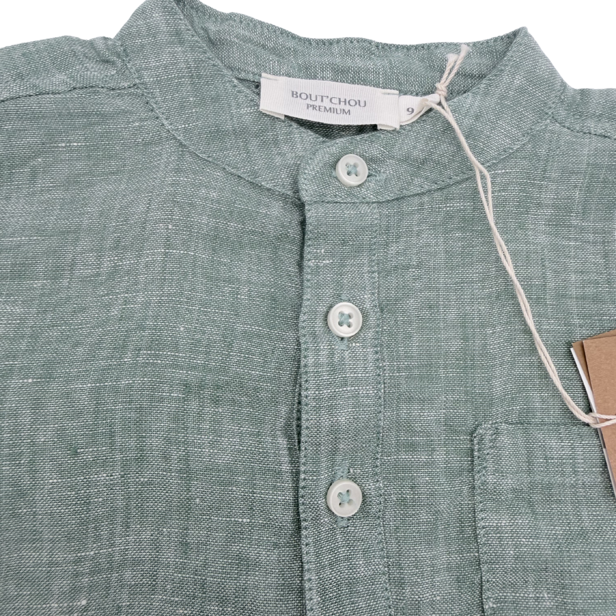 Chemise vert sauge en lin — 12 mois