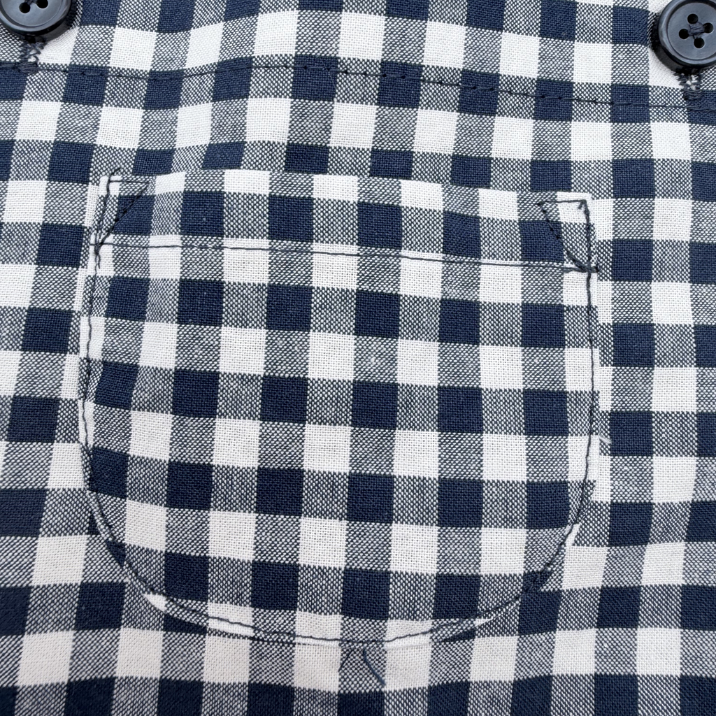 Robe salopette à carreaux marine et blanc avec t-shirt — 0-3 mois