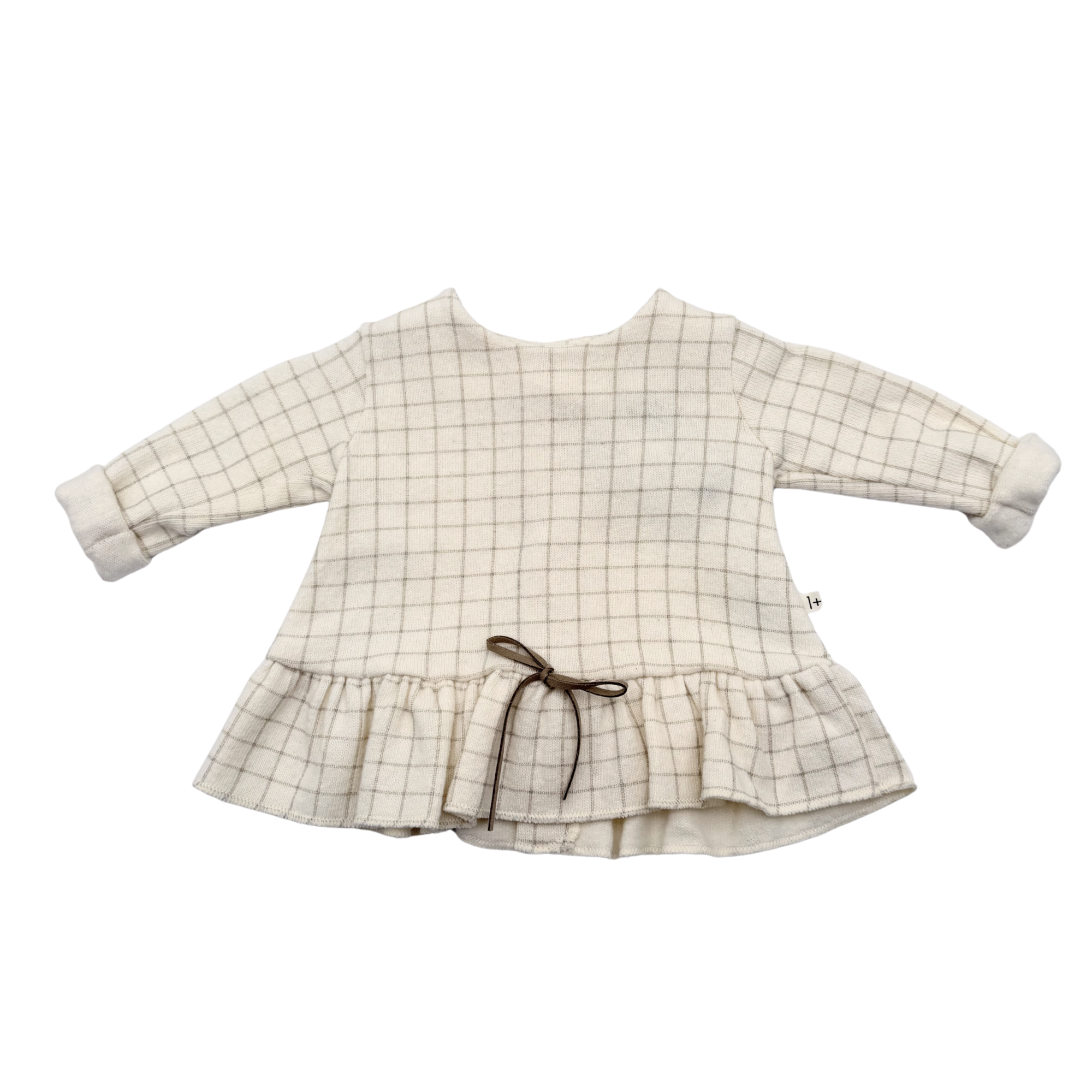 Robe à carreaux écru et beige — 1 mois