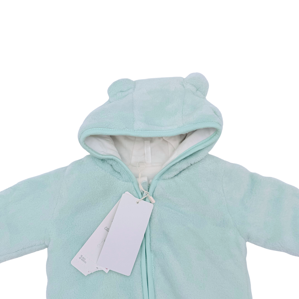 Combinaison pilote bébé à capuche bleu ciel - 3 mois