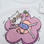 T-shirt bébé blanc chat rose — 9 mois