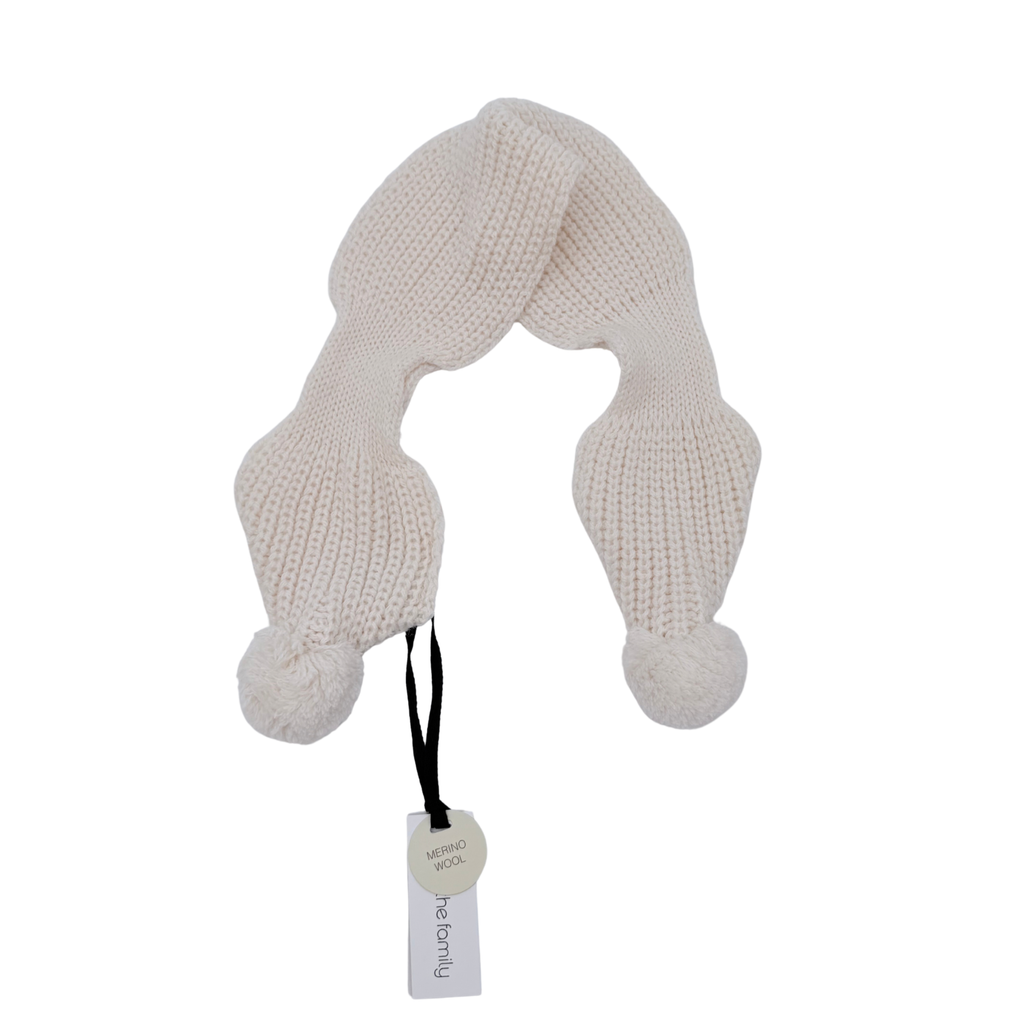 Écharpe écrue en maille avec pompons - 1-3 mois