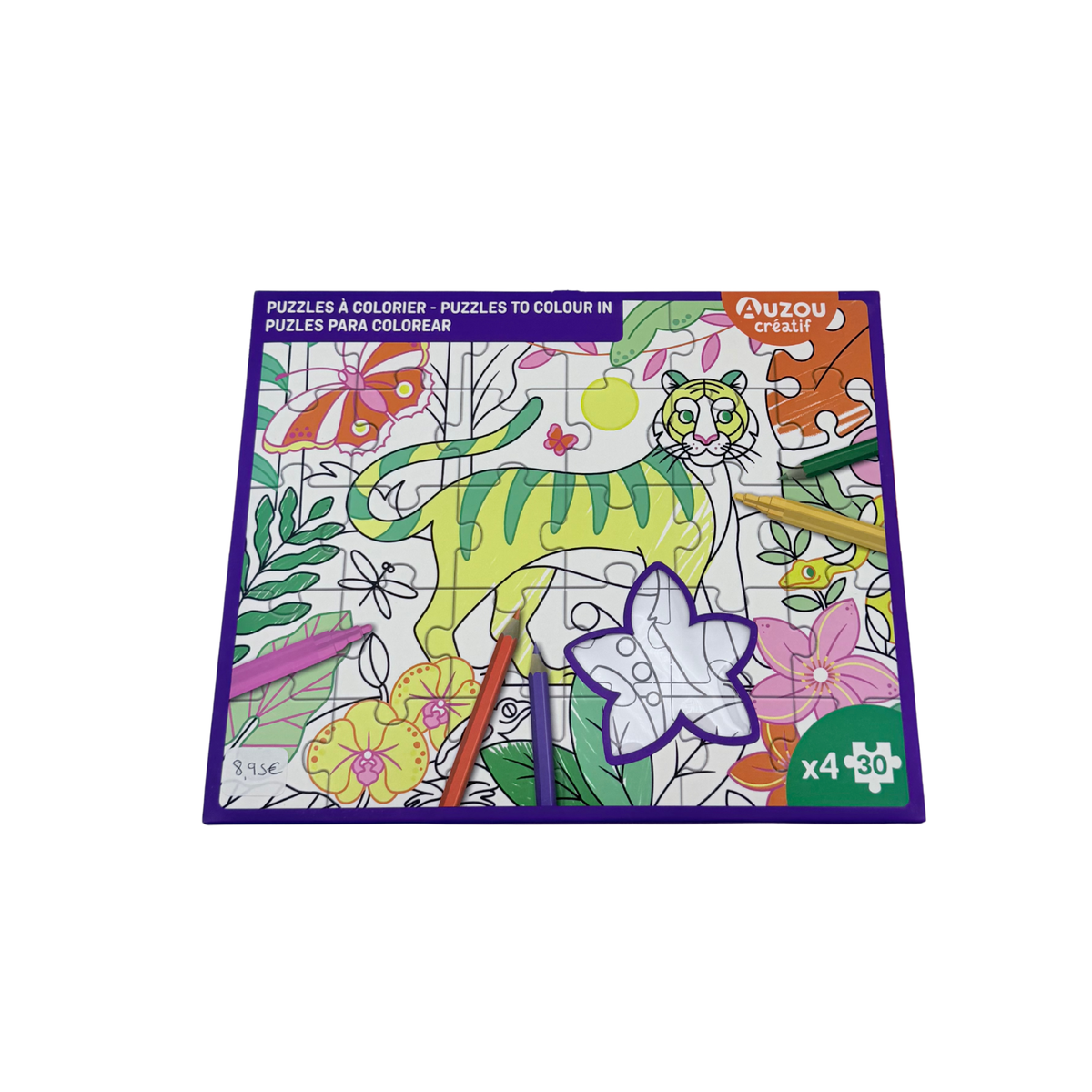 Coffret de 4 puzzles à colorier animaux – 30 pièces