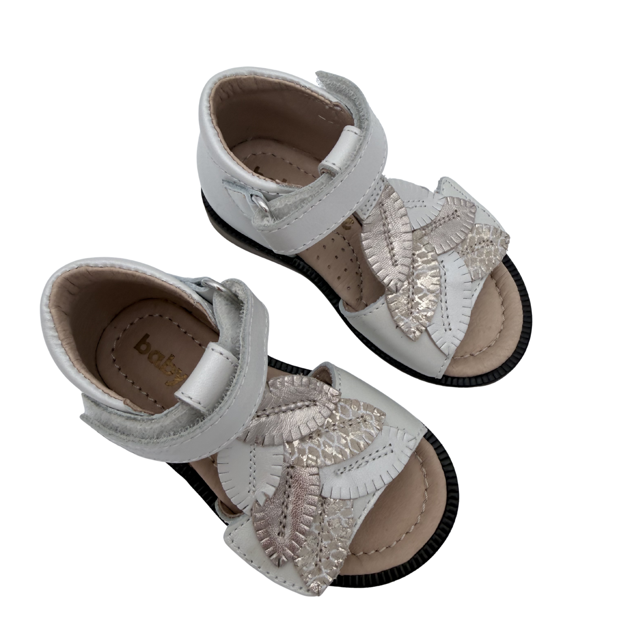 Sandales ouvertes blanches à feuilles irisées — 21