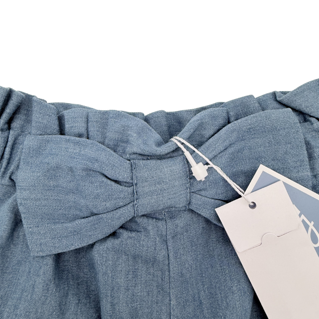 Short bleu effet denim à nœud — 24 mois