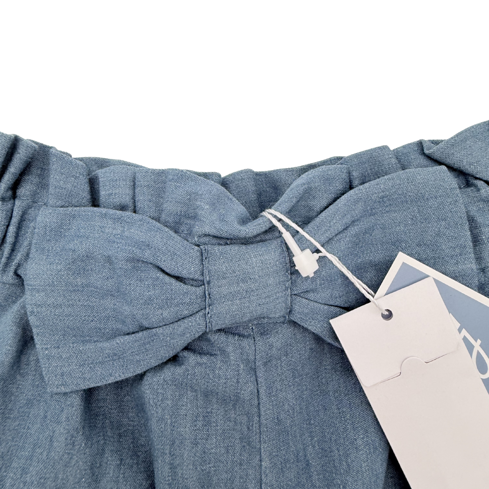 Short bleu effet denim à nœud — 24 mois