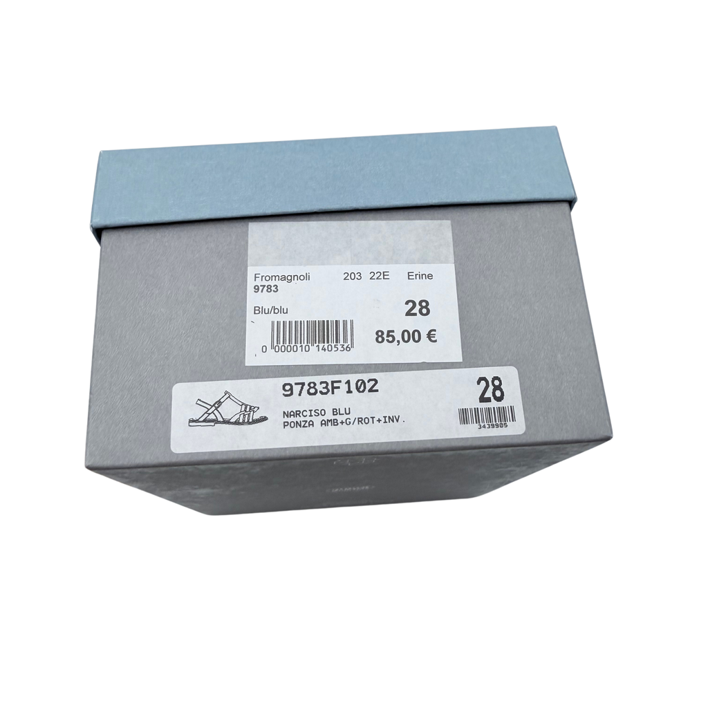 Sandales bleu marine et argentées — 28