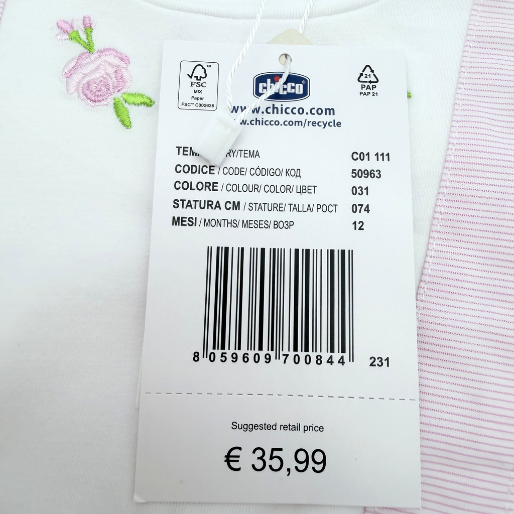 Barboteuse rose à nœuds — 12 mois