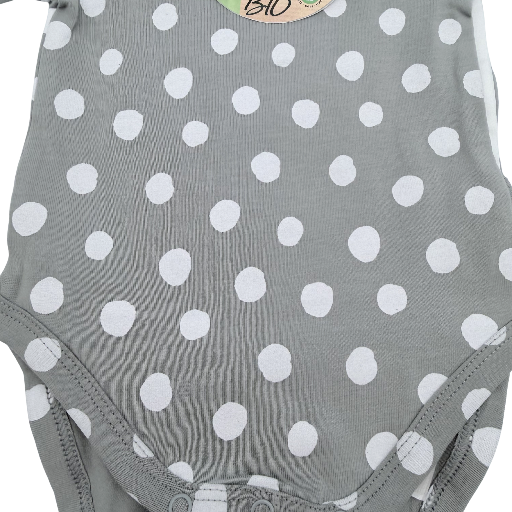 Lot de 3 bodies gris et blancs à pois  — 1 mois