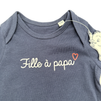 Body bébé « Fille à papa » bleu marine - 3-6 mois