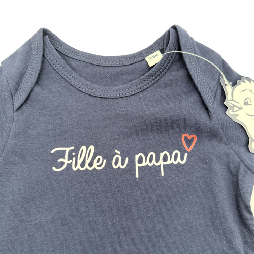 Body bébé « Fille à papa » bleu marine - 3-6 mois