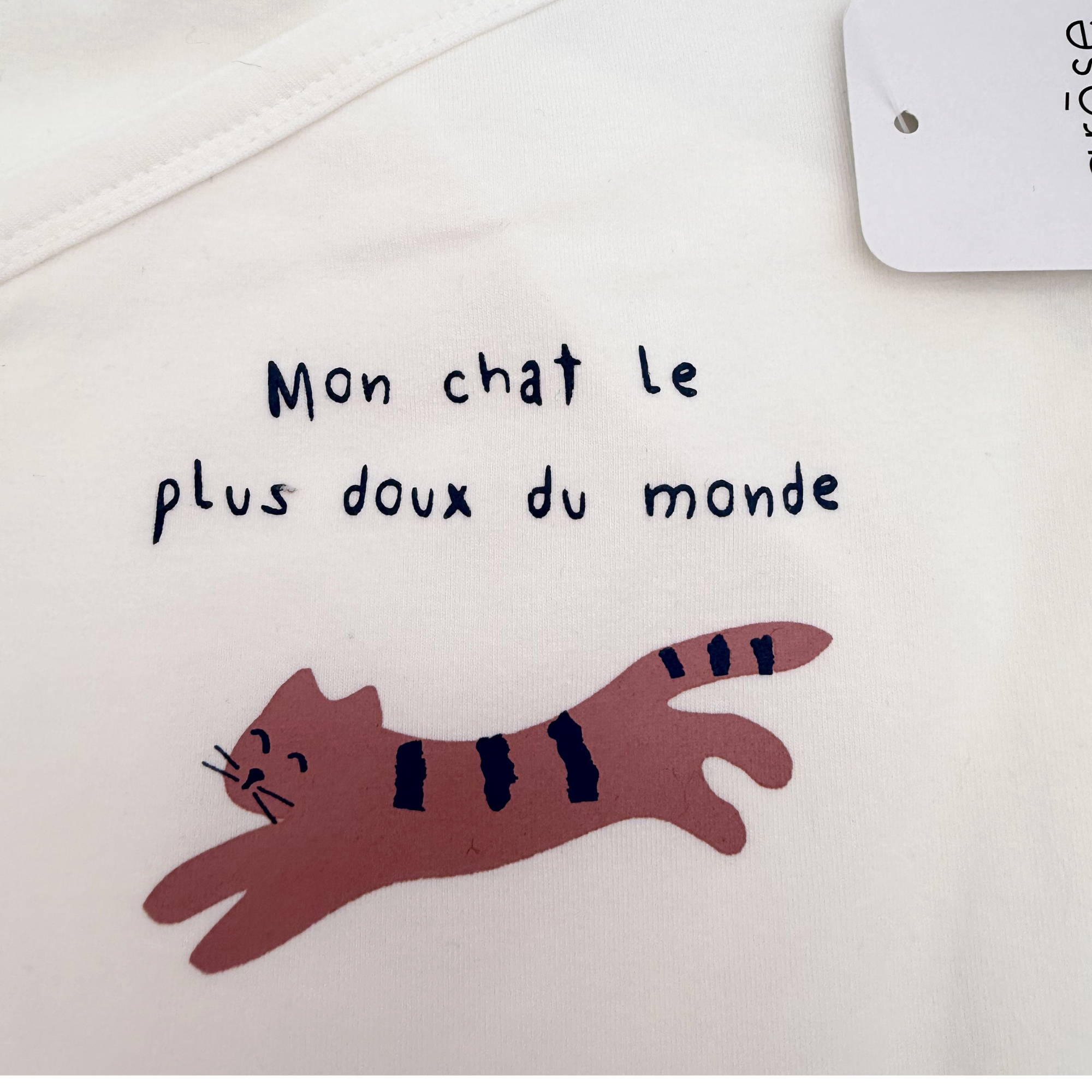 Body croisé blanc manches courtes chat — 6 mois