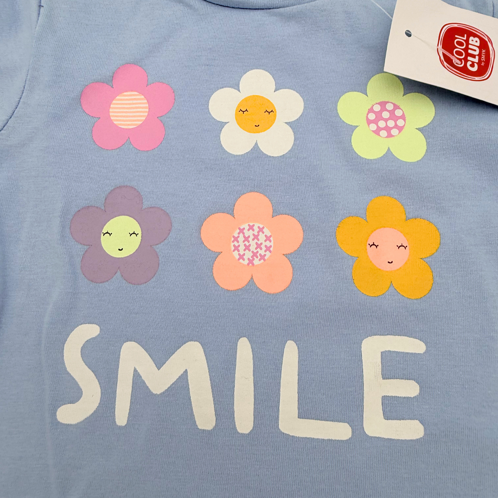 T-shirt bébé bleu fleurs smile — 9-12 mois