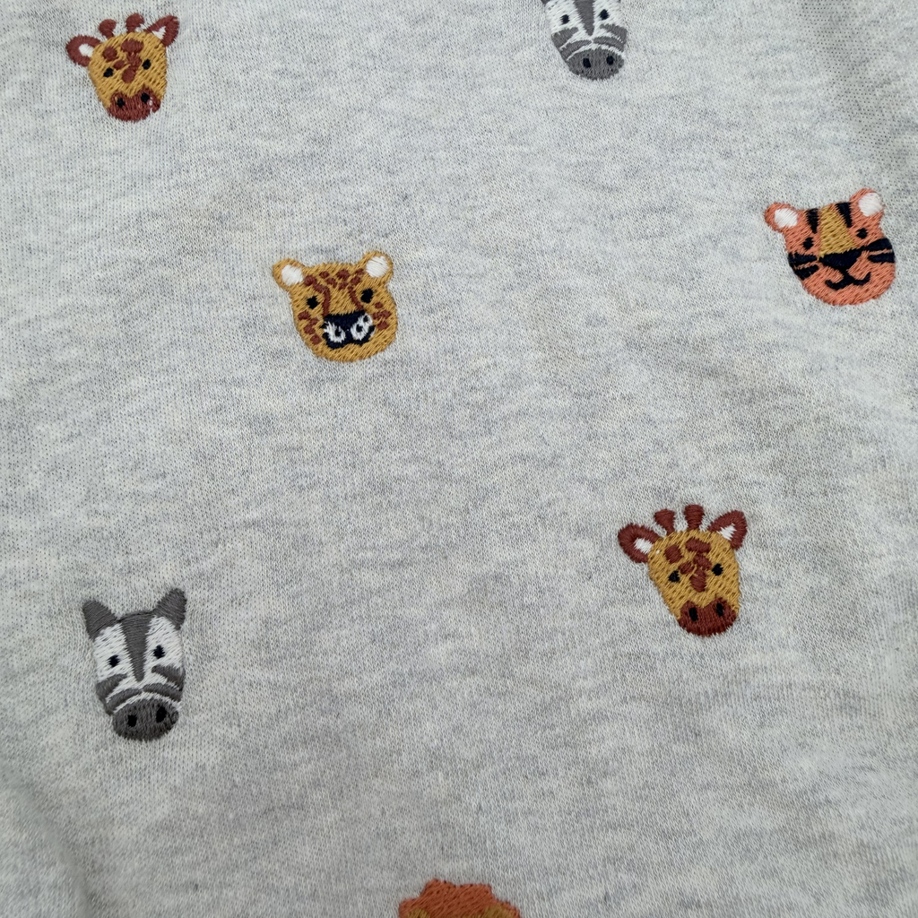 Body polo gris imprimé animaux safari — 6-12 mois
