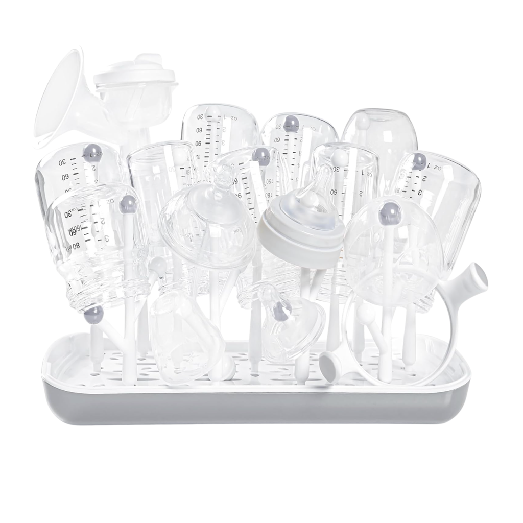 Égouttoir pour biberons et accessoires – Blanc et gris