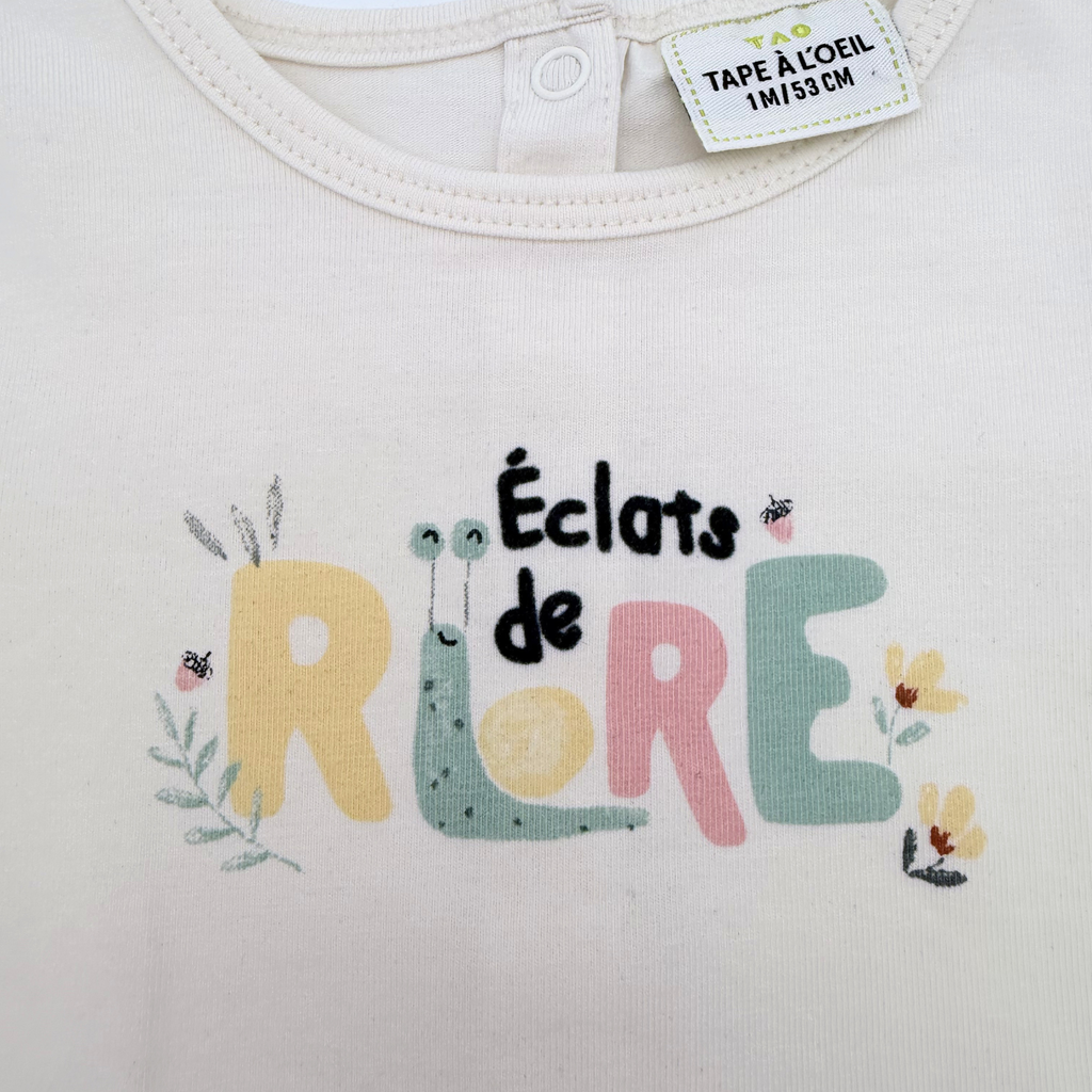 T-shirt écru “Éclats de rire” — 1 mois