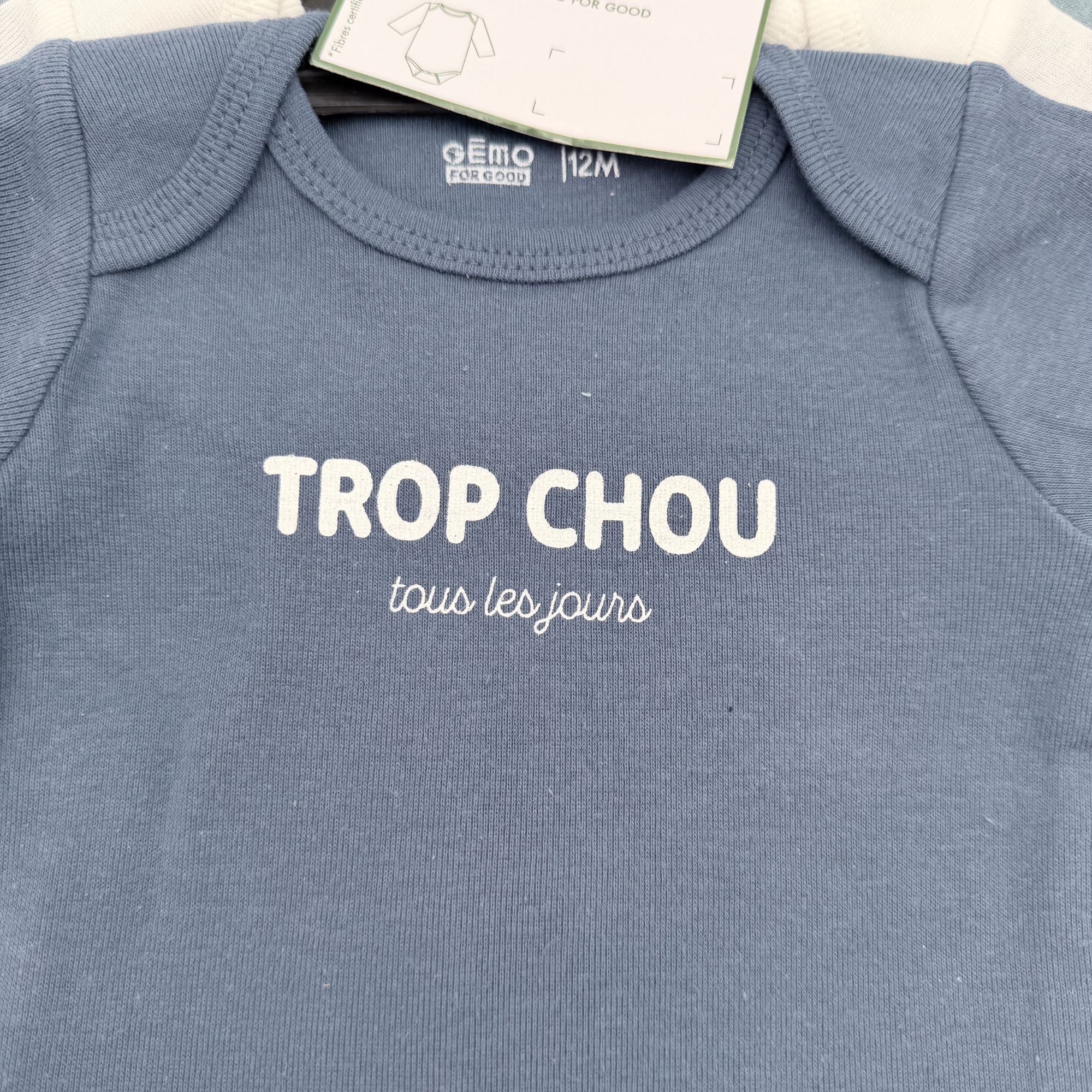 Lot de 3 bodies “Trop chou” — 12 mois
