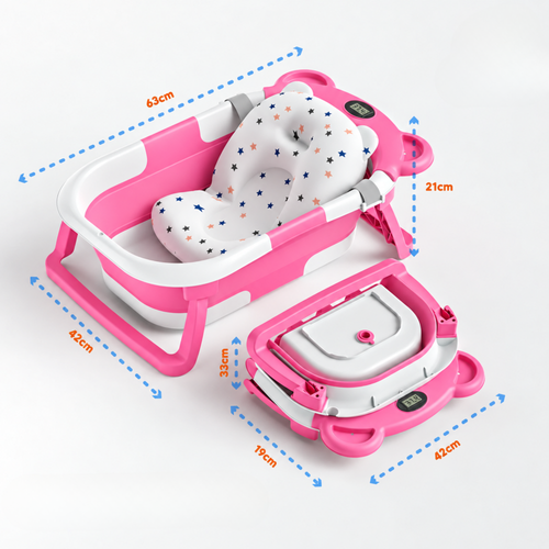 Baignoire bébé pliable avec coussin et thermomètre intégré