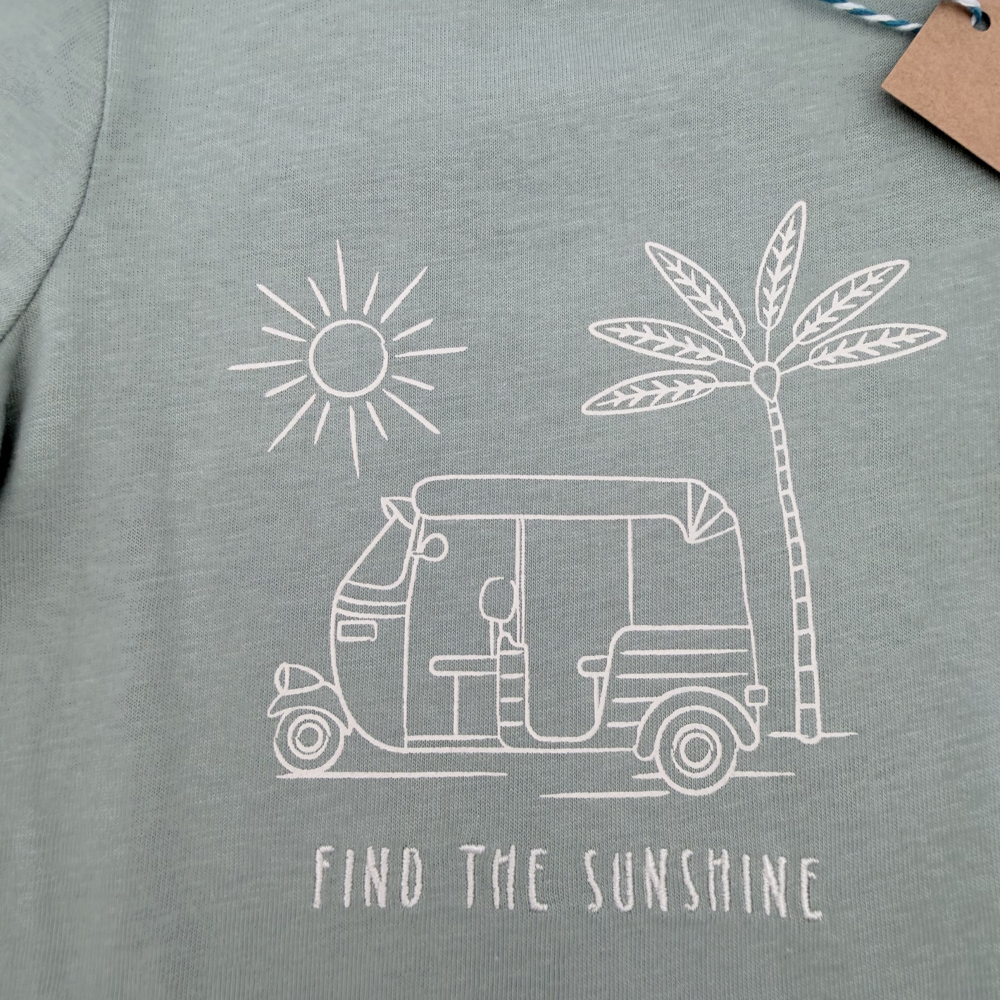 T-shirt vert manches longues motif van — 6 mois